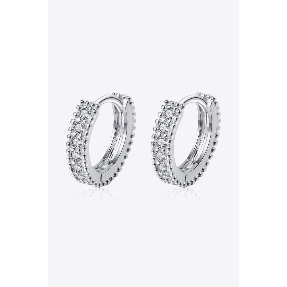 925 Sterling Silver Inlaid Moissanite Huggie Earrings